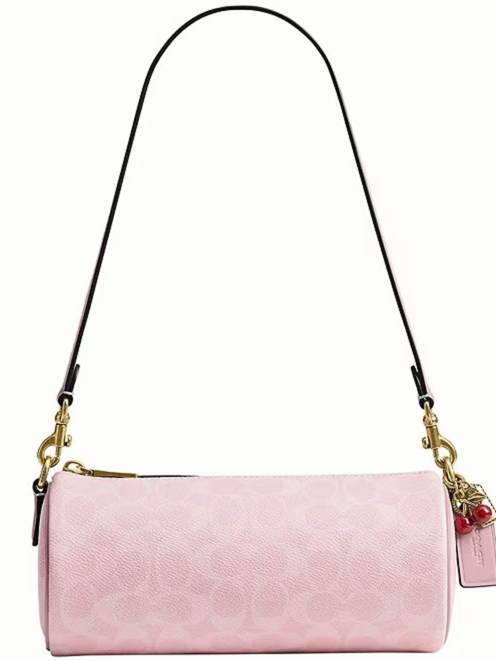 NWT Coach Signature Canvas Boxed East West Charm Barrel Shoulder Bag